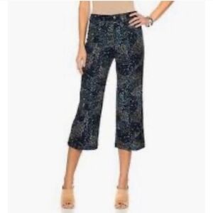 Lysse Jackie Crop Prism Blue Patterned Capri Pants NWT Small